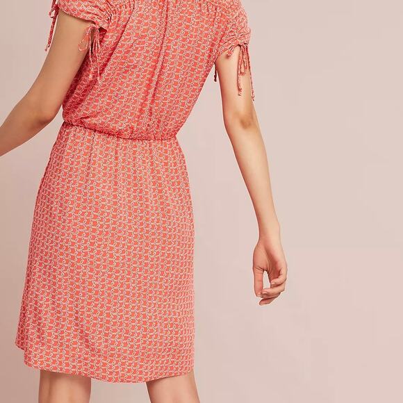 Maeve Anthropologie Carlotta Ruched Shirtdress Pullover Ruched Orange Size Small - Picture 2 of 16
